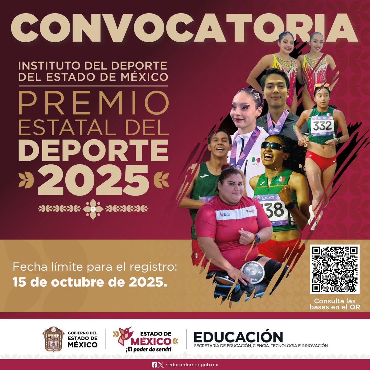 SeducEdoMex's tweet photo. ¡Atletas y entrenadores, el Premio Estatal del Deporte 2025 ya está aquí!                                                                         

Consulta la convocatoria escaneando el QR y envía tus propuestas al correo: dgdeporte@edugem.gob.mx
⏰ Tienes hasta el 15 de octubre https://t.co/FsAOSP5F56