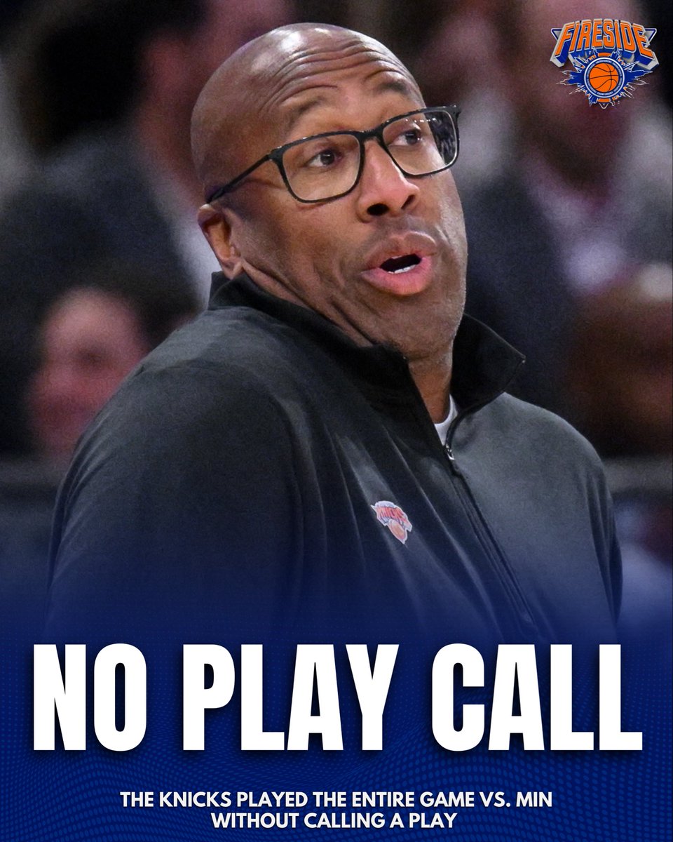 FiresideKnicks's tweet image. The Knicks played the ENTIRE game tonight without making a single play call 🤯 

(h/t @Krisplashed)