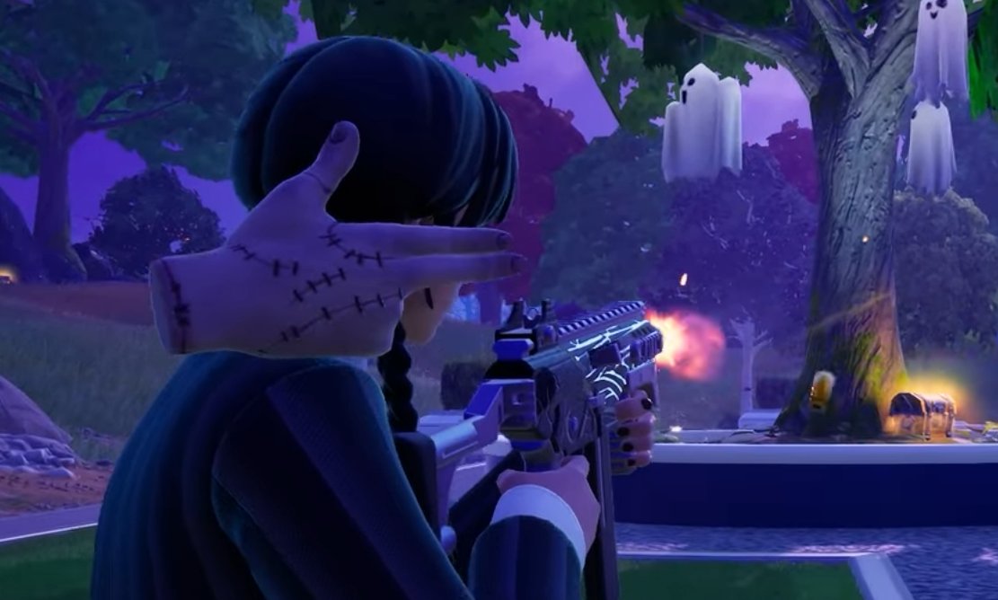 Wait, hear me out

If we do get the ninja as skins in the Fortnite X Ninjago collab

What if we get to have minipix on our shoulder like this Wednesday character's thing

And minipix is just there vibing while we fight 😭