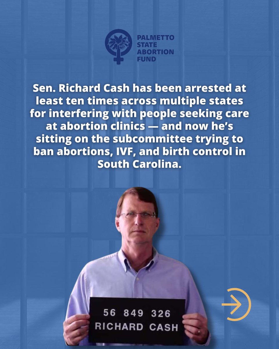 PSAbortionFund's tweet image. 🚨 Sen. Richard Cash isn’t just another lawmaker — he’s an anti-abortion extremist with a long record of blocking clinic doors and targeting reproductive freedom.

#SCPol #SCNews #PalmettoStateAbortionFund #ReproRights #ReproFreedom
