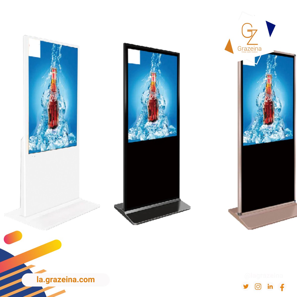 grazeina's tweet photo. 🖥️ Faites briller votre message avec les Kakémonos Numériques de La Grazeina ! Transformez vos visuels avec des supports digitaux modernes et interactifs. 
📩 reservation@grazeina.com 
📞 33 825 78 60 | 76 568 24 73 
🌐 https://t.co/6v6dZ2T71X https://t.co/e2zYg2oymK