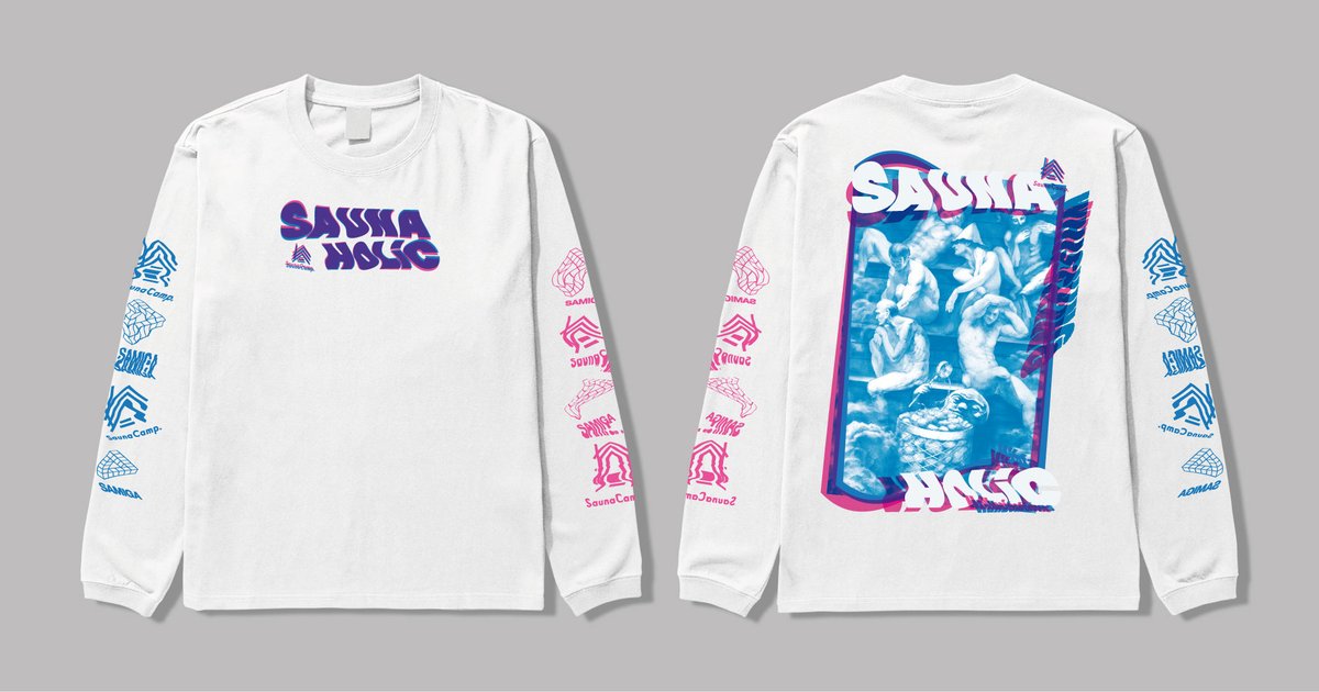 _dotMP's tweet image. サウナによる、ととのいの無限ループを題材とした、 サウナキャンプのアパレルシリーズ【SAMIGA】  

「SAMIGA loop graphic T」
「SAMIGA sauna holic T」 

新たに、LONG SLEEVE T-SHIRTをデザインさせていただきました。

@SaunaCamp