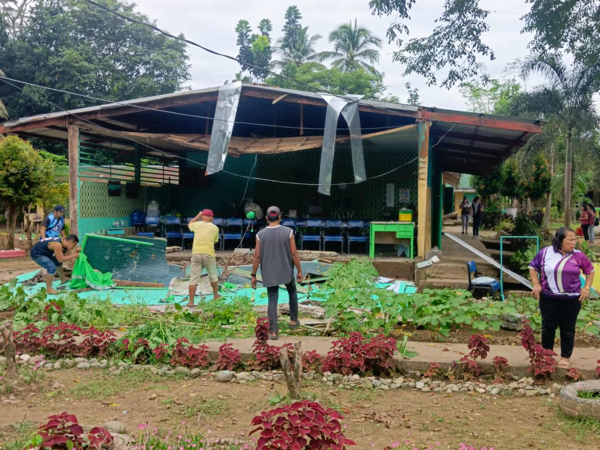 PhilippineStar's tweet photo. LOOK: The classroom of Tapia Elementary School in Montevista, Davao de Oro was destroyed during the 7.6 magnitude earthquake on Friday. (Photos courtesy of Arnold Villarojo) | via Mondez-Alis Jai/PTV Davao https://t.co/hGKD2MDzci