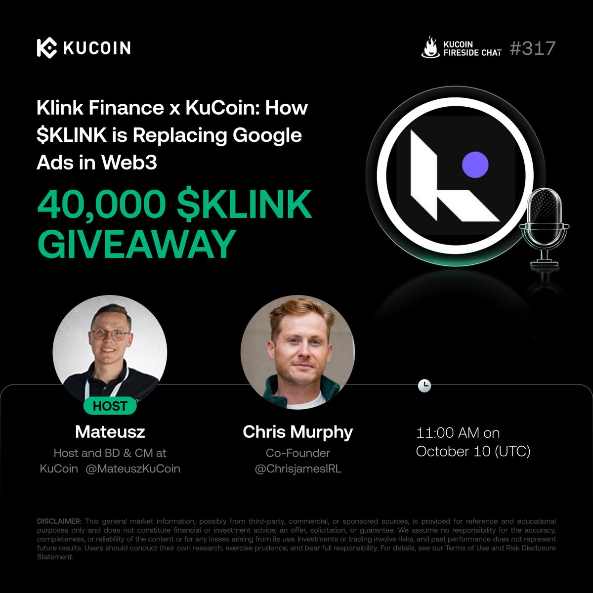 kucoincom's tweet image. 🔥 Don’t miss our #KuCoinFireSideChat with Klink Finance: How $KLINK is Replacing Google Ads in Web3! 🚀

🎁 40,000 KLINK to win!

1. Follow @kucoincom, @BC_KuCoin and @klinkfinance
2. Join the Space: x.com/i/spaces/1nAKE… 
3. Complete Gleam form: gleam.io/EtjkT/kucoin-x… 

Show…