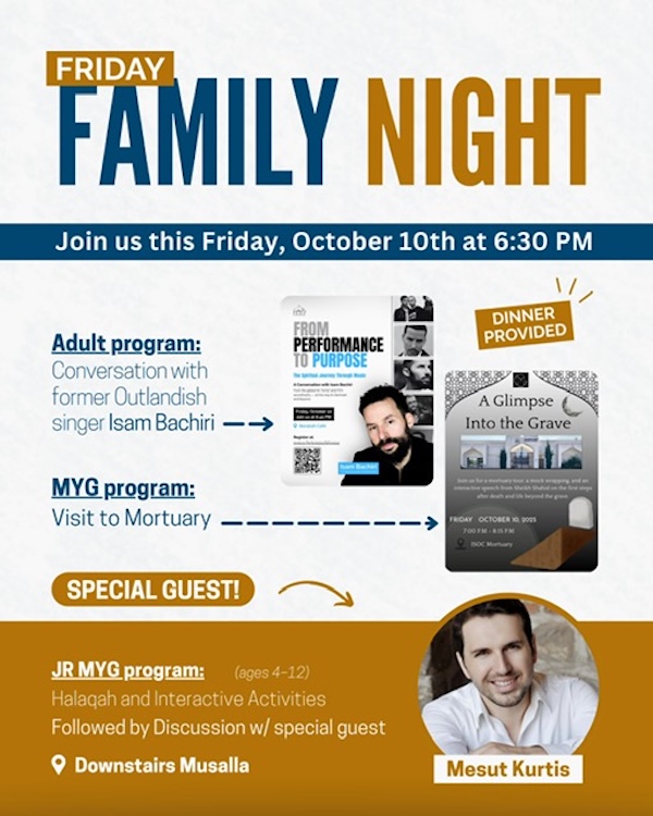 ISOCweb's tweet image. ISOC Weekly News 10/10/2025: Friday Night Programs, Night Under the Stars, Seniors Program - mailchi.mp/isocmasjid/iso…