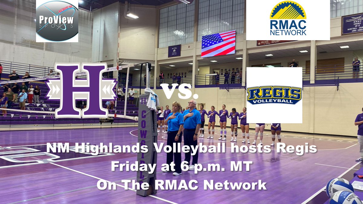 Women's College Volleyball, New Mexico Highlands vs. Regis University Friday night at 6 p.m. MT with <a href="/ScottGaletti/">Scott Galetti</a> on the call on the RMAC Network.
Broadcast Link Below.
rmacnetwork.com/nmhighlands/?B…