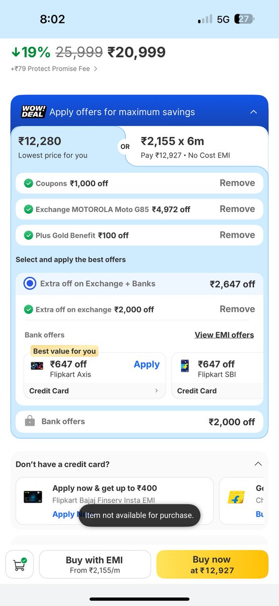 ShreehariShast1's tweet photo. @flipkartsupport at the time of placing order, it shows product not available for purchase. https://t.co/u5dfWn4ZHr