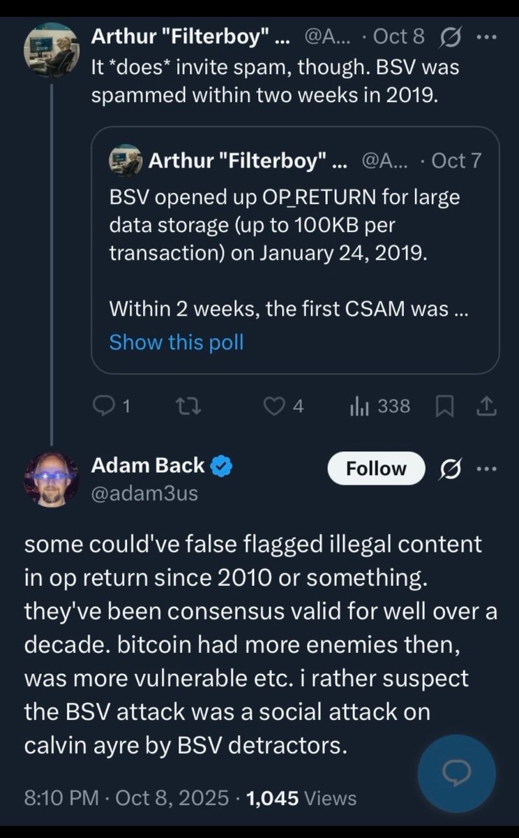 CsTominaga's tweet image. They twist words until meaning bleeds out of them, calling paid transactions “spam” as though value itself were some form of corruption. 

#Spam, by definition, is unsolicited—commercial noise pushed upon the unwilling. But Bitcoin has no unwilling parties. 

Every byte is paid…