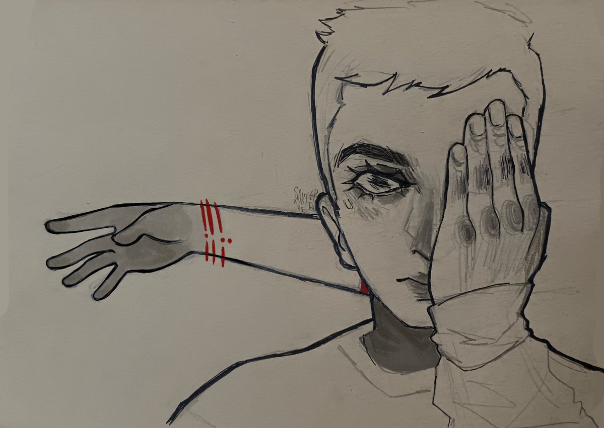 sokeepned's tweet image. day 09: shirtsleeve

mixed media on this one :) i like it

#cliqueart #cliquetober2025 @tylerrjoseph @twentyonepilots