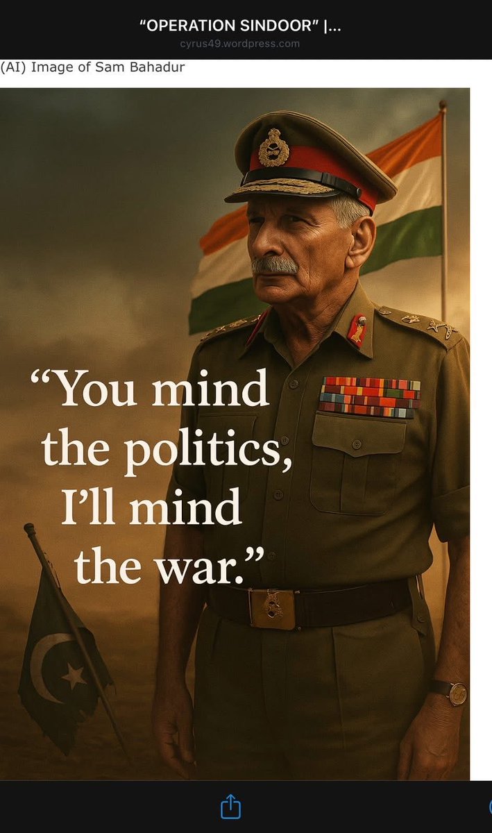 cyrushavo's tweet image. Salute! Dear Sam Bahadur: Made it possible!
Thanks 🙏 #IndianArmedForces reached the Goal Post:
13 days!
Broke the backbone of Pakistan 🇵🇰 

It happened coz political leadership never ever allowed in military affairs. Today, is the different scenario! 
#JaiHind @adgpi @IAF_MCC