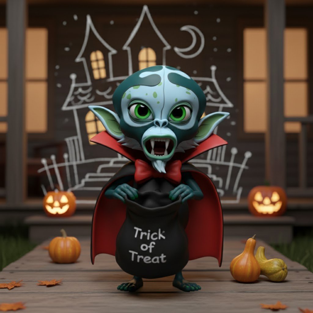 cinnamon9panda's tweet image. Malloween Creative Competition entry

Meet Snackula, the vampire who swapped eternal life for eternal candy. Tonight he mans the pumpkin-strewn porch, politely accepting tributes in a bag that reads exactly what matters.

@MoonApeLab