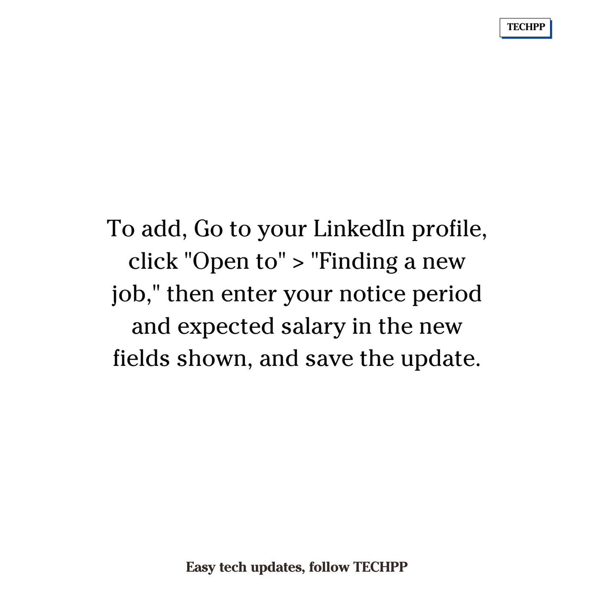 techpp's tweet image. LinkedIn adds notice period and salary details to ‘Open to Work’
#LinkedIn #JobSearch #Recruitment #Career