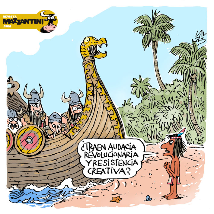 #Cuba “Sin pruebas pero sin dudas”, por Lauzán. Antes de Colón en sus patanas, se dice que vikingos llegaron a tierras hoy americanas. Hoy es misterio el por qué no se quedaron y este mundo conquistaron. Hay una teoría inoportuna que, si bien no hay pruebas, tampoco duda alguna.