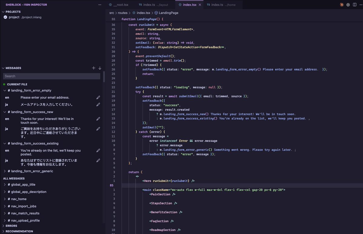 rvb_dev's tweet image. If you're looking for i18n... I can't believe I slept on @paraglidejs for so long. I love the extension that allows me to edit inline and helps with missing translations. ❤️