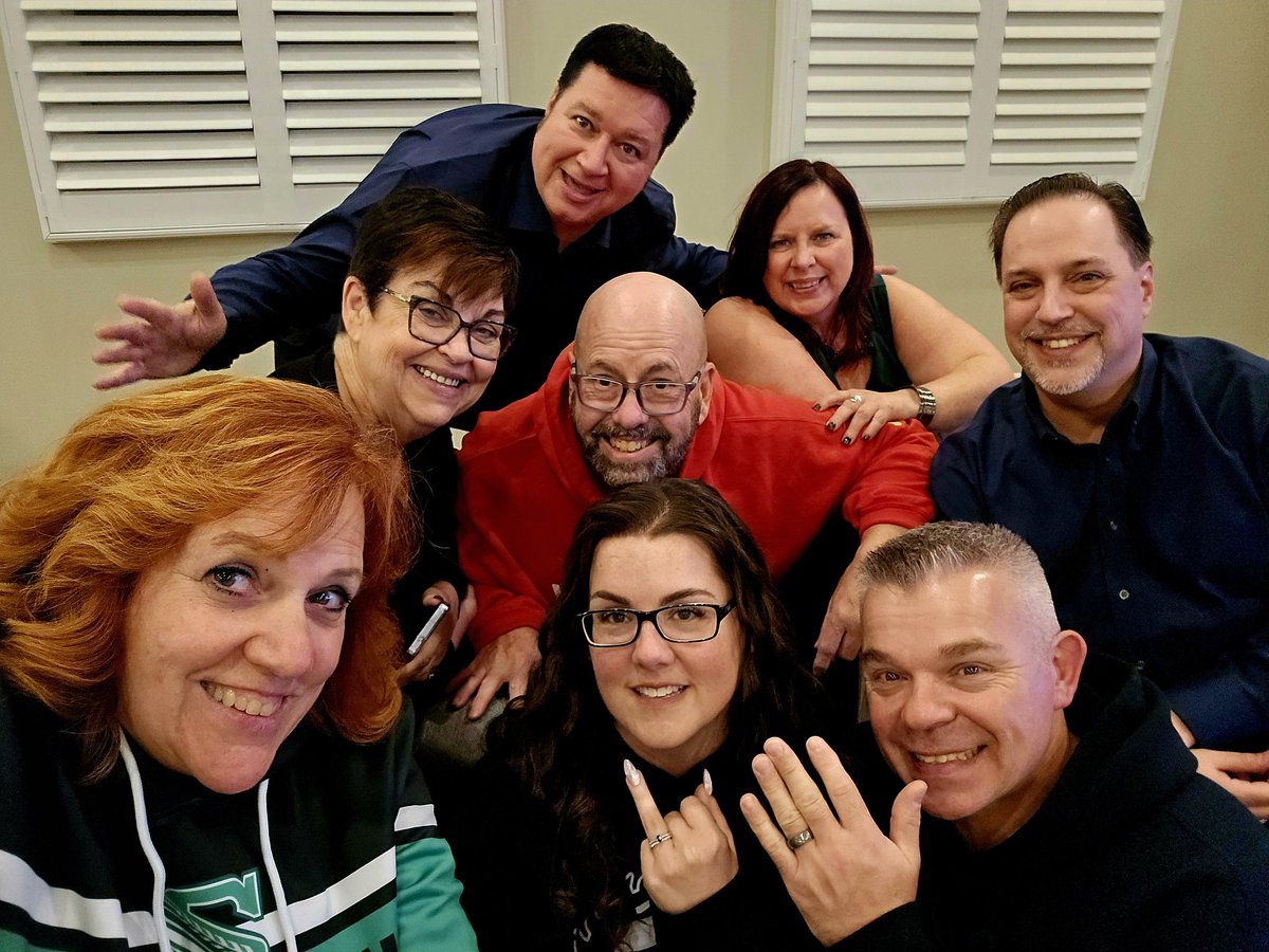 JaniceOwen's tweet photo. The aftermath of an AMAZING day!!  My #CFLFamily after witnessing @phatcabb marry his sweetie 
Join me in wishing them a lifetime of love, health and laughter! 
Cc: @manon1331
@RichSavarie @CliffyD 
Deb and Vince  #FordWedding
#CFLFamily https://t.co/M5z30jJFZy