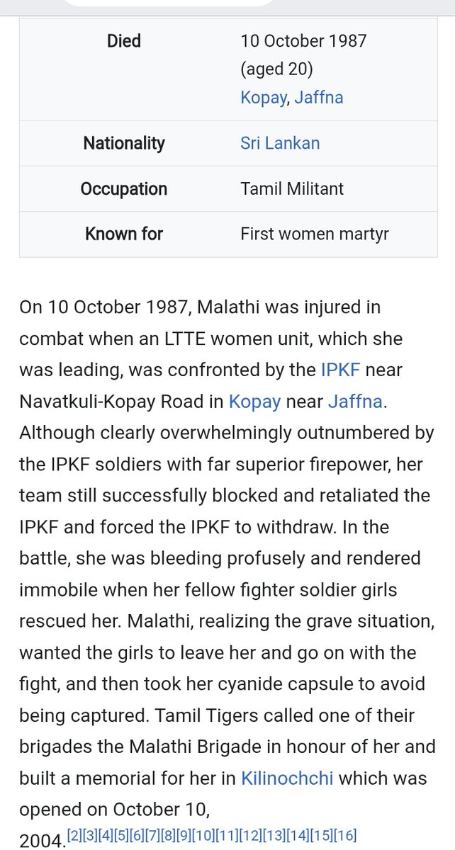 vellalarel88260's tweet image. #Malathy #Pillai
#Remembrance 

Probably a Nair or Saiva Pillai she was, as we all know about Lanka History 

Under her leadership, LTTE defeated Indian Army Forces (IPKF) and IPKF was forced to withdraw from Kopay, Jaffna 

She died in the same war