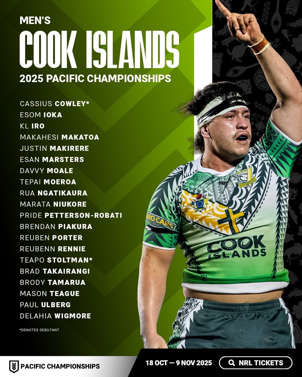 westsdevils's tweet image. A huge shoutout and congratulations to our very own Tepai Moeroa who has been named in the Cook Islands squad for the upcoming Pacific Championships. What an achievement and well-deserved recognition for all his hard work. We will be watching on with pride.

Up the Kukis💛💚