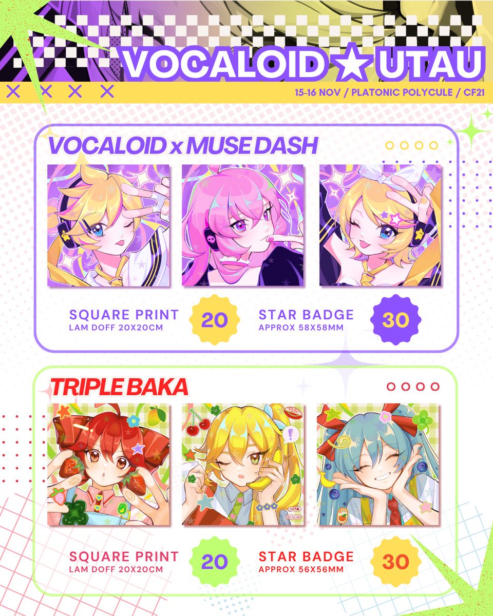 rice_cacce's tweet photo. 🍓RTs/like highly appreciated🍓  

☆COCO's #CF21 PO☆
📷 R1999, Limbus Company, Love Bullet, Kasane Teto, Neru, Vocaloid, Muse Dash, Evangelion
📅10-15 Oct
📍Platonic Polycule
📃Pick up &amp; Shipping

Full catalogue and link bellow!
#comifuro21catalogue #CFXXI #cf21catalogue https://t.co/minHIt5CYS
