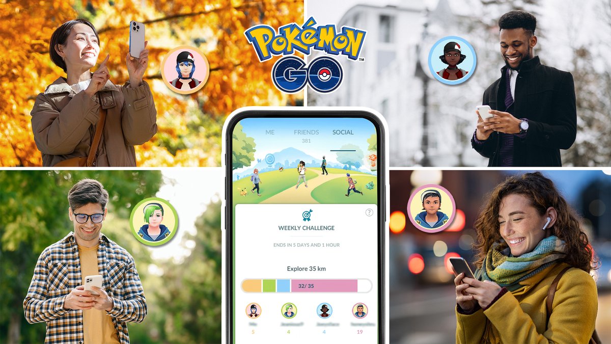 "Pokémon GO"에 새로운 위클리 챌린지 기능이 도입됩니다! 
 
최대 4명의 동료 트레이너와 함께 매주 챌린지를 클리어하고 리워드를 획득하세요.
 
pokemongo.com/news/pgo-weekl…
