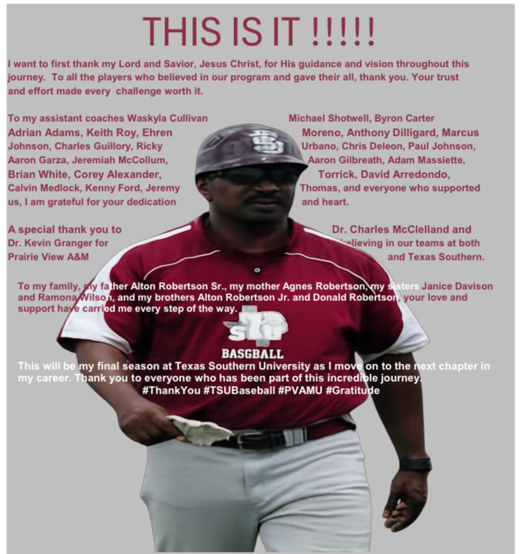 A true legend of the game. Congrats to Coach Rob on an incredible career &amp; well-deserved retirement. Once a coach, always a mentor. Therefore, let’s send The General out with a bang Tigers. One more season 💪🏾 John 15:13 #TSU #TexasSouthern #3rdWardStrong  #AAIT 🐅