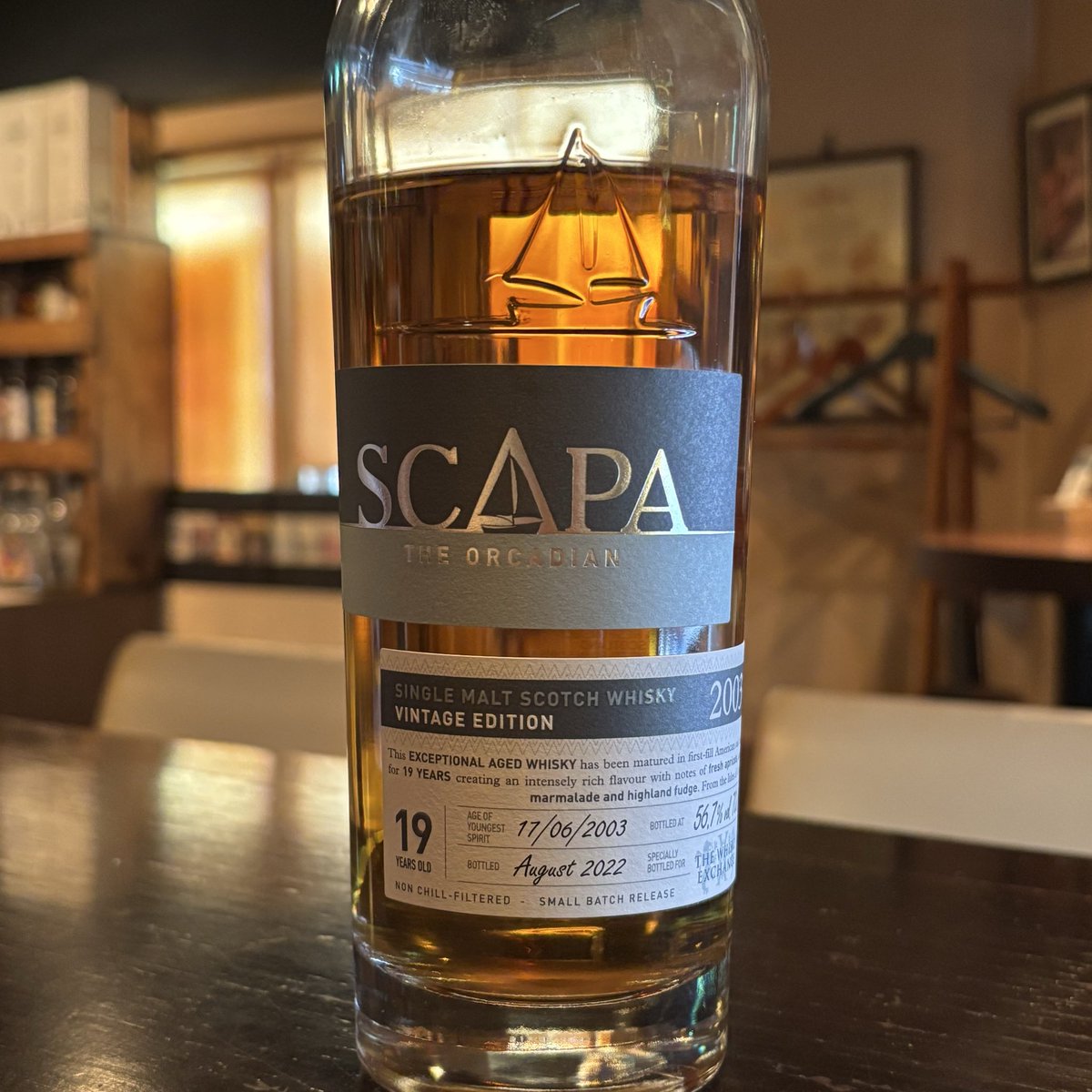 J28kyo's tweet image. 本日こんなの買いました。
#スキャパ #scapa
#3杯セット なら3杯で3000円
#ウイスキー #Whisky 
#池袋
2003-22 / 19yo / 56%

歓喜と悲哀を生んだスキャパを3杯セットで提供中。
私ですか？もちろん個人的に４万円で買ってましたよ。