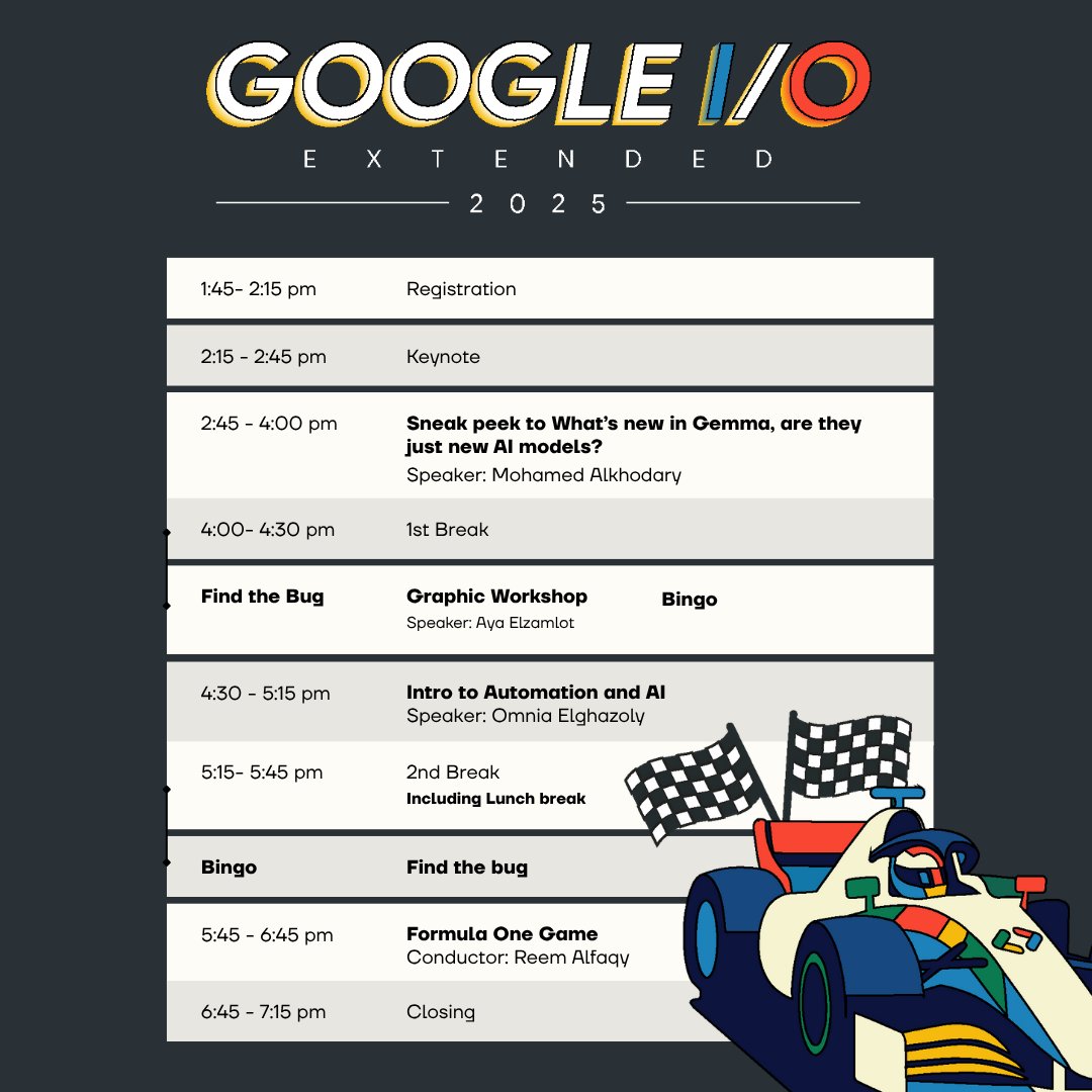 GDGIsmailia's tweet image. قبل ما نبدأ يومنا المميز، لازم تبقوا عارفين الأچندة 💫
اليوم كله هيكون مليان طاقة، معرفة، وتجارب ملهمة من متحدثين مميزين 
خليكوا جاهزين ومستنينكم بكل الحماس 😍
#GoogleIOExtended #GDGIsmailia #GoogleIO2025 #developers #TechCommunity #AI #WomenTechmakers #WTMIsmailia #GDG