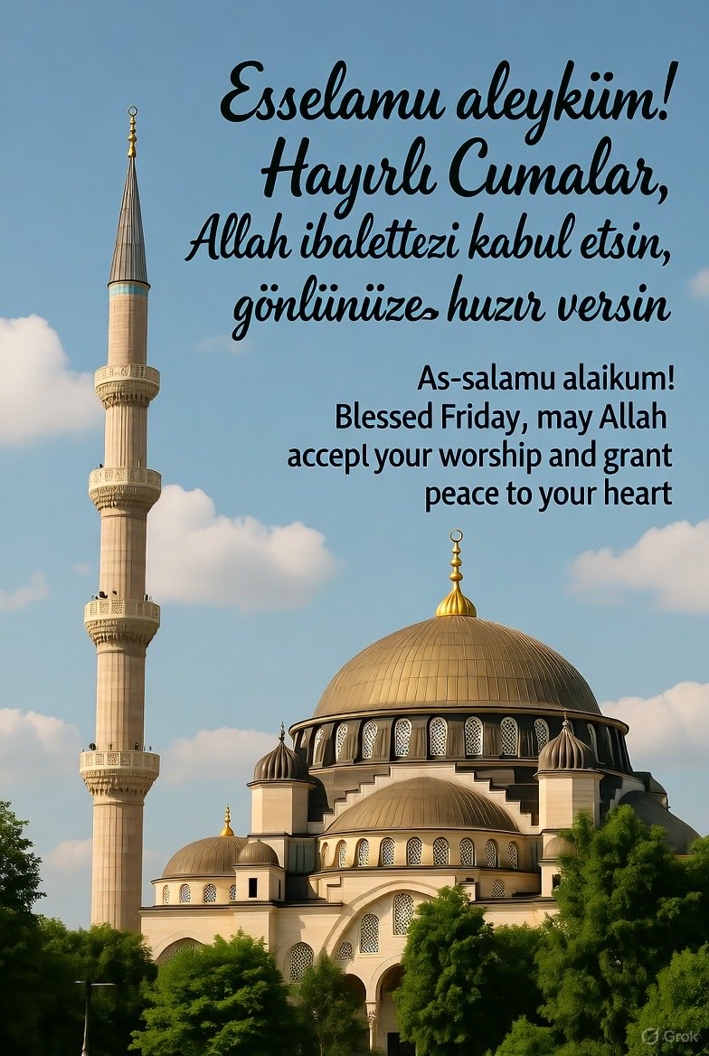 Esselamu aleyküm! Hayırlı Cumalar, kalbiniz nur, dualarınız makbul olsun. 🌿  
As-salamu alaikum! Blessed Friday, may your heart be filled with light and your prayers accepted. 🌿