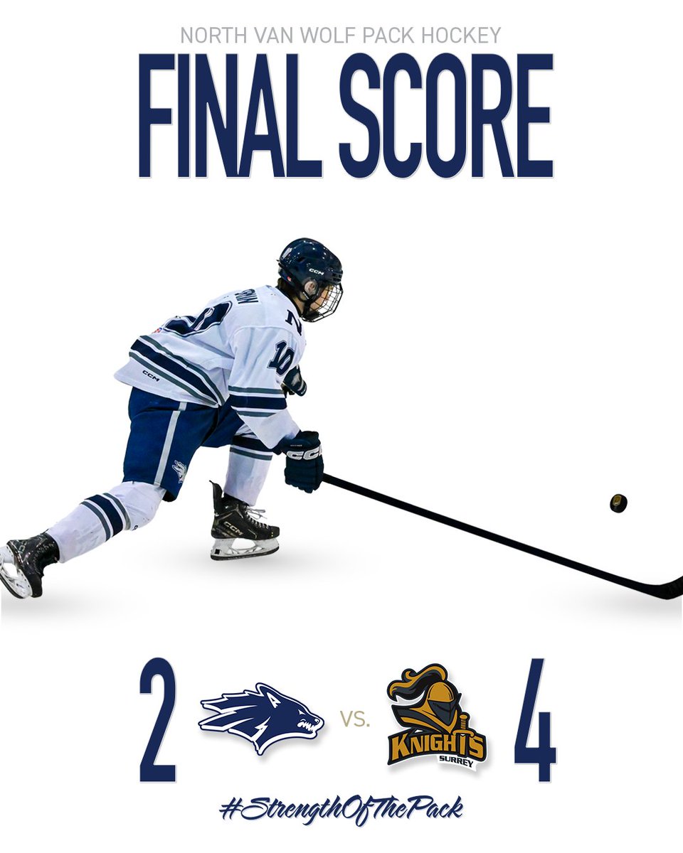 Ryan Tse with his 7th on the penalty kill and Riley Frame with his first in the PJHL on a SH penalty shot gave the Pack a chance. Marcus Taylor had another strong game, stopping 37 of 39, but the Knights put it away late and sealed it with an empty netter.

#StrengthOfThePack
