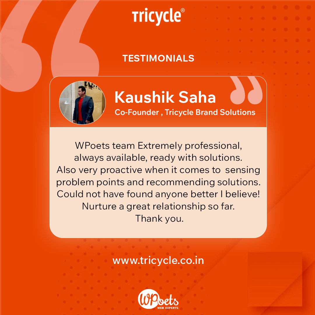 wpoets's tweet image. Big thanks to Tricycle for the kind words ❤️
Grateful for clients who make our work so rewarding!
#WPoets #Client #Testimonial #awx