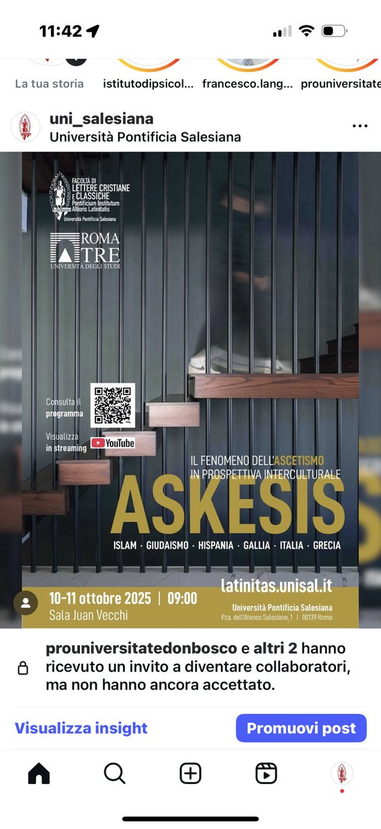 ASKESIS (II) 
Il fenomeno dell’ascetismo in chiave interculturale.
📍 UPS – Sala Juan Vecchi
📅 10-11 ottobre 2025 | 9-18
🔗 latinitas.unisal.it || lhb.pw/ZElop