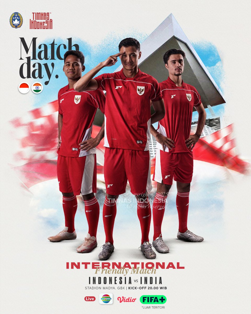 Ujicoba perdana @timnasindonesia U-22 menuju SEA Games 🔜

🆚 India
🏟️ Stadion Madya, GBK
⏰ 𝐓𝐎𝐍𝐈𝐆𝐇𝐓 | 20.00 WIB
🌏 International Friendly Match
📡 <a href="/Indosiar/">Indosiar</a> <a href="/VidioSports/">Vidio Sports</a> dan FIFA+

‣ #TimnasDay ‣ #GarudaMendunia