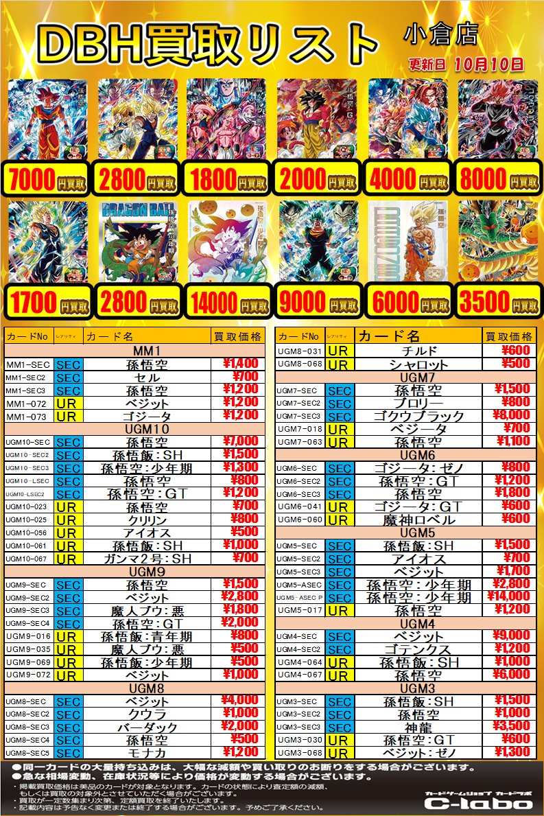 SDBHまとめ売りバラ売り可 カードラボ 小倉店 on X: 