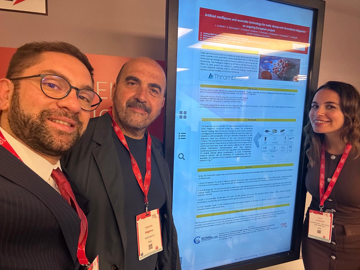 Presentato al Congresso della Società Europea di Chirurgia Vascolare <a href="/ESVSmembership/">ESVS</a>  il progetto #ThrombUS+, uno studio innovativo sulla trombosi venosa profonda al quale #CasaSollievoDellaSofferenza partecipa con il ruolo di partner clinico

🔎operapadrepio.it/it/notizie-e-c…