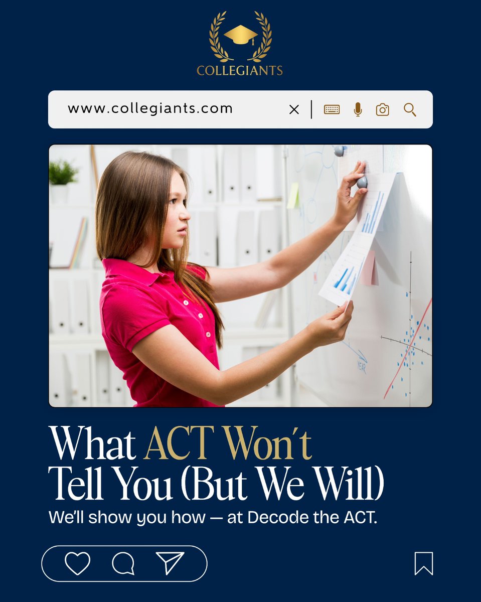 collegiants's tweet image. Every test hides patterns — and the Enhanced ACT is no different. 🧠
Here’s what top scorers noticed:
🔹 Reading passages follow a rhythm — once you catch it, you fly through them.
🔹 Math traps look tricky but repeat old logic in new clothes.
.
#DecodeTheACT #ACTInsider