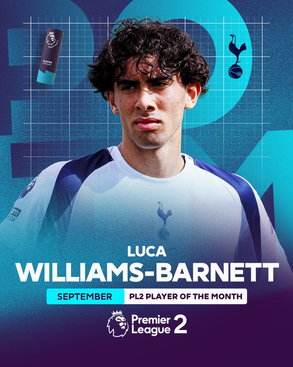PLYouth's tweet image. September&apos;s #PL2 Player of the Month is @Spurs_Academy&apos;s Luca Williams-Barnett 👏

Read more about his incredible performances here 👉 preml.ge/l34m96fk