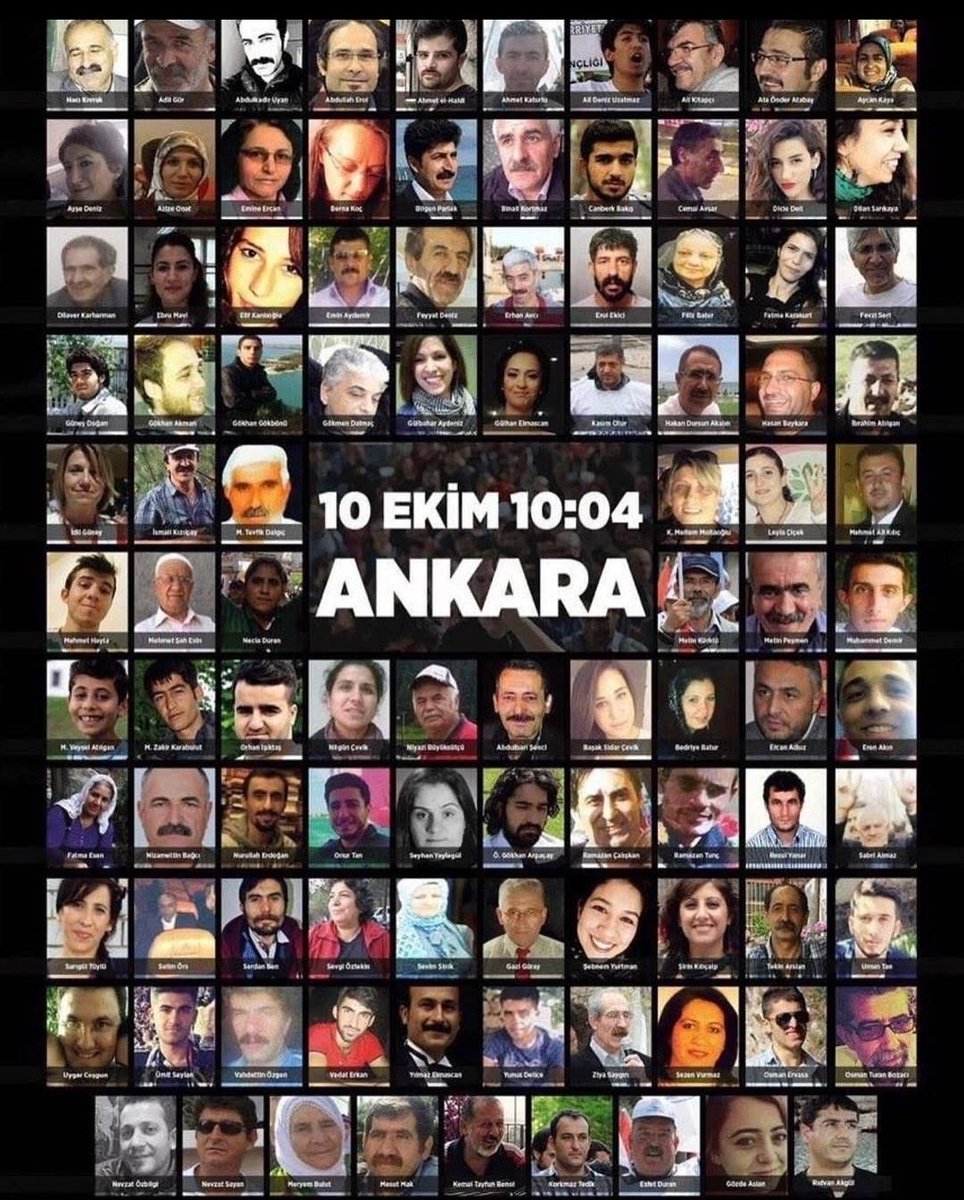 10 Ekim 2015 Ankara Garı önünde Barış isteyenlerin yolu terör saldırısıyla kesildi. 104 Kişi katledildi ! 
 Unutmadık, unutturmayacağız.

#AnkaraGarıKatliamı