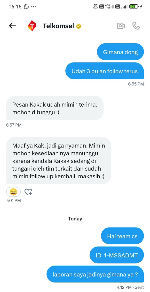 I951126's tweet photo. @Telkomsel @Telkomsel 
Konfirmasi kemana ?
Ke tuhan
Balas dm aja kalian lama
Saya cuma minta dr awal teknisi datang
Eh diem doang kalian https://t.co/uOqeC29yvP