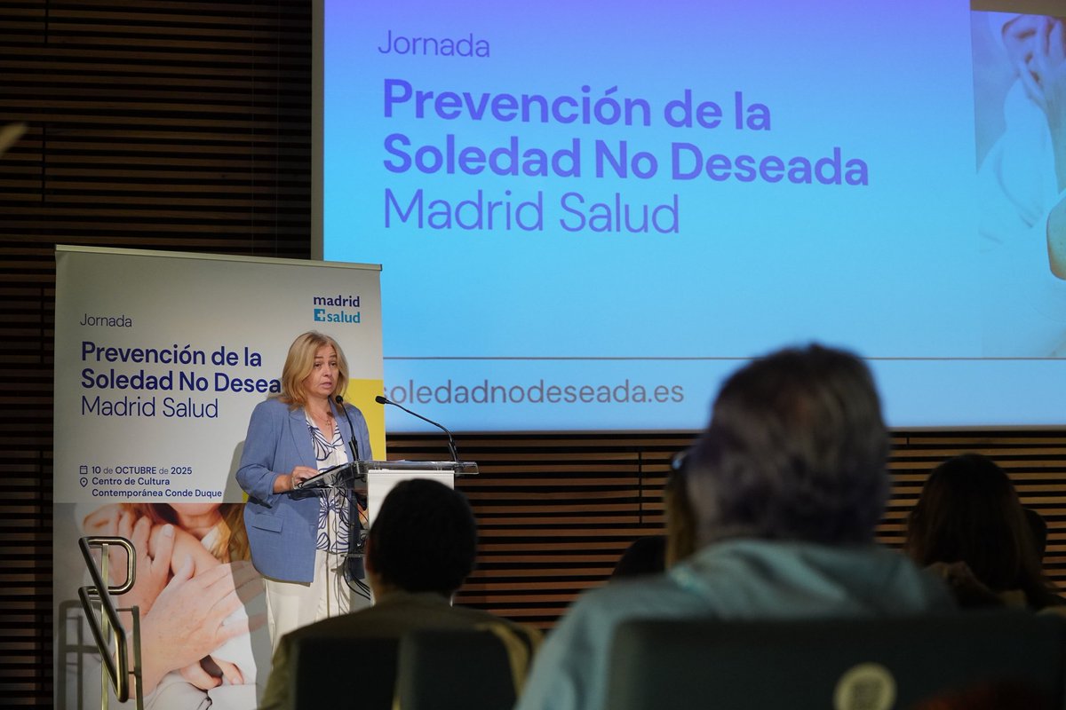 madridsalud's tweet photo. 🤝 Hoy, la vicealcaldesa del Ayuntamiento de @Madrid @InmaSanzO  ha inaugurado la Jornada sobre la prevención de la soledad no deseada, organizada por Madrid Salud.

Sanz ha destacado “la voluntad del Ayuntamiento de Madrid de luchar contra la soledad no deseada”, una prioridad del equipo de gobierno.

📍El encuentro ha analizado su impacto en la salud pública y ha mostrado experiencias y alianzas para combatir este problema que afecta a todas las edades.

🔗 Más información en https://t.co/w8G7CwL4nb

#SoledadNoDeseada #MadridSalud #AyuntamientoDeMadrid #InmaculadaSanz #SaludPública #Prevención #SomosSalud