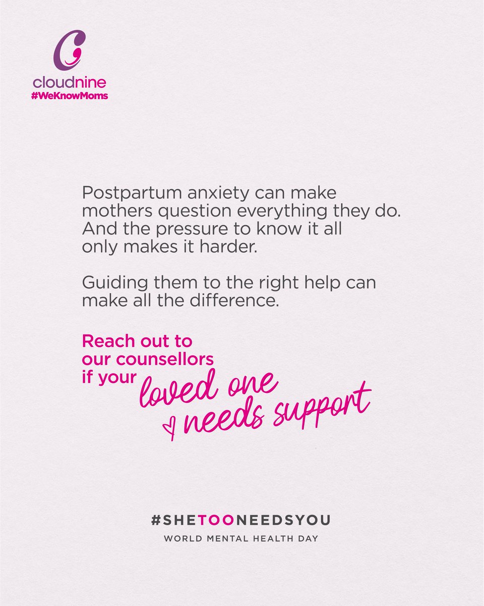 This World Mental Health Day, let’s not forget #SheTooNeedsYou
If you or someone you know could use a little support, here’s our Cloudnine Mamas Community Psychological Counselling link to help make the journey easier 👉flsd.short.gy/HFRZUO