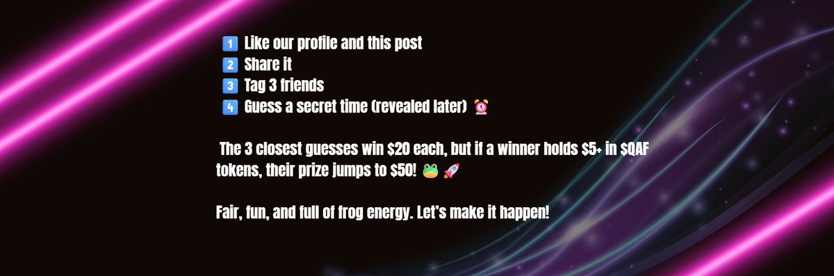 QuantumAiFrog's tweet image. When this post gets 100 likes, shares, and 3 friend tags, we’ll host the following giveaway later! 💸🐸 Stay tuned — bigger prizes and more fun ahead!

#givewaybymoonnie #ContestAlert #ContestGiveaway #freesolana