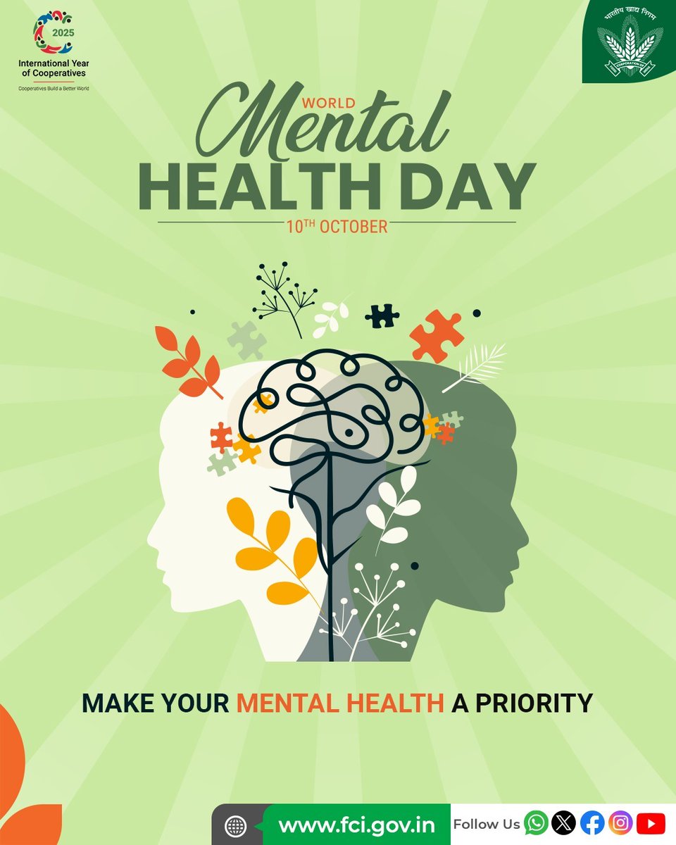 A healthy nation begins with a healthy mind.

This #WorldMentalHealthDay, let’s prioritize emotional well-being, support each other, and create a positive work environment where every mind feels valued and secure.