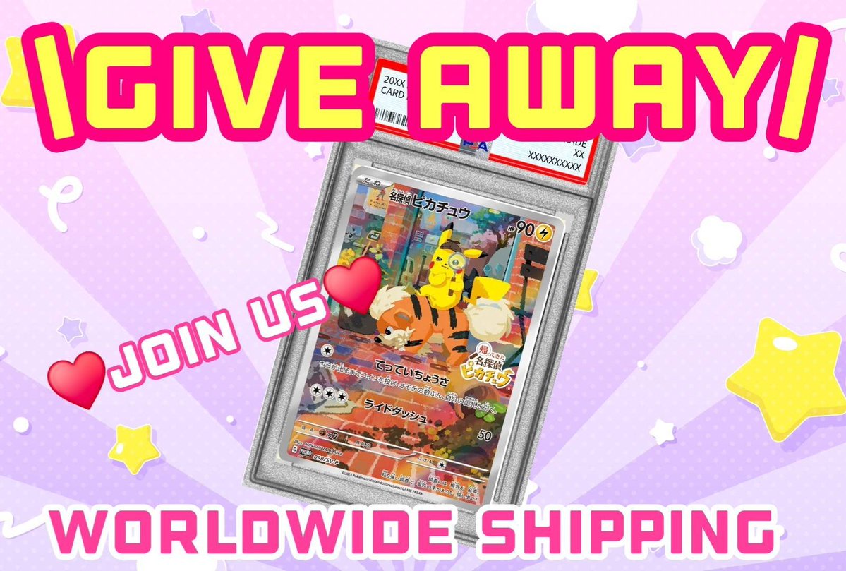 cards_japan's tweet image. #GIVEAWAY 💫🎉

🌈 3-Day Pokémon Giveaway! 🌈

A dream opportunity for Pokémon fans around the world — don’t miss out! 🌍💫

🏆 Prize:
💎 [PSA10] Detective Pikachu (PROMO-098/SV-P) 💎

Only ONE lucky winner will receive it! 🍀✨

📌 How to Enter
1️⃣ Follow → @cards_japan

2️⃣ Like…