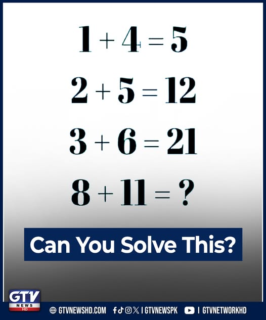 GTVNewsPk's tweet photo. Can you Solve this?

#IQ #MindTest #challenge #Solution #QuickAnswer #GTVNews https://t.co/vNtmwWTtKa