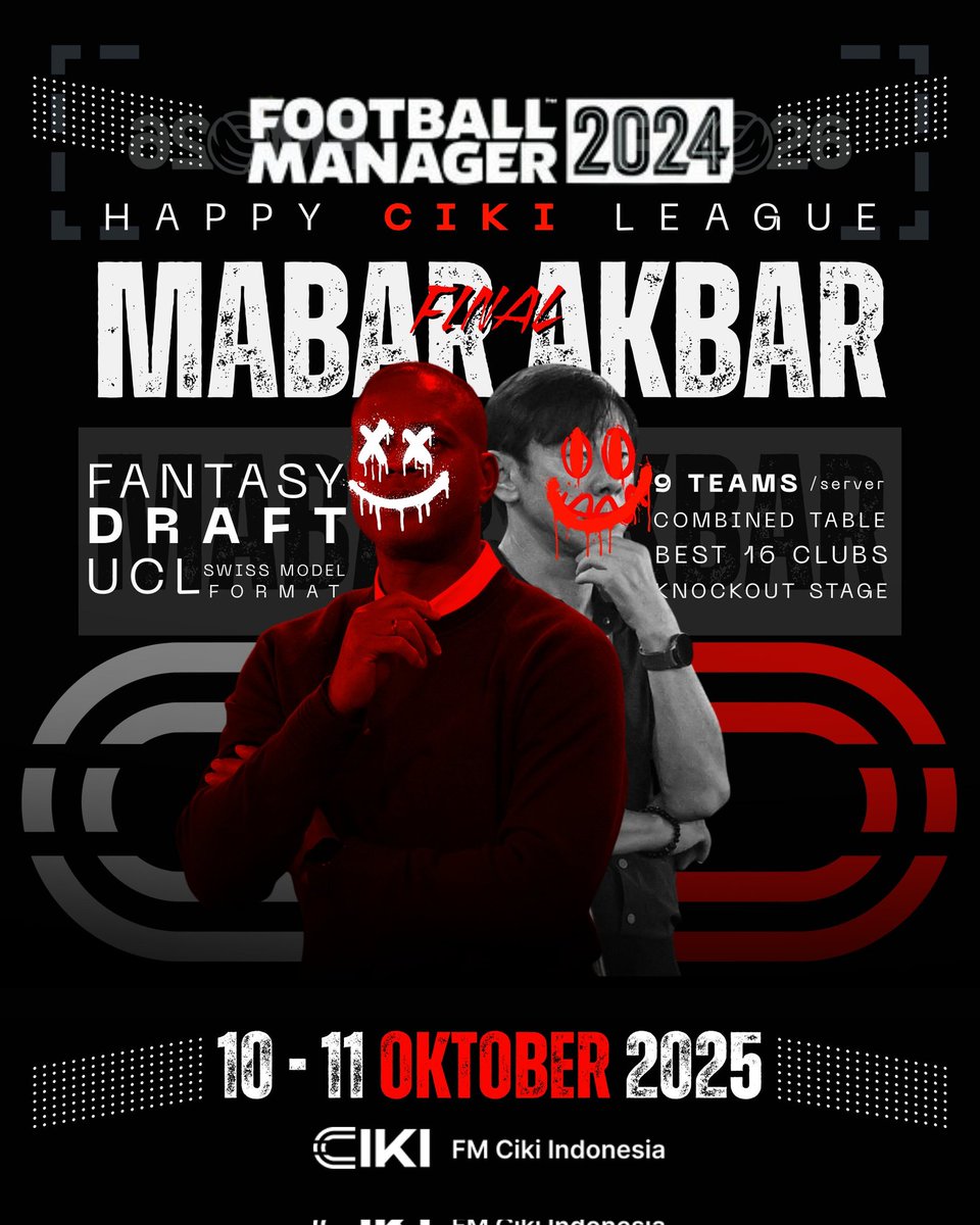 Jangan lewatkan <a href="/fmciki/">FM Ciki Indonesia</a> <a href="/id_fm/">Football Manager Indonesia</a> "MABAR AKBAR" malam ini💯🤩

Yang mau gabung tinggal join ke Discord ya:
dsc.gg/fmciki
