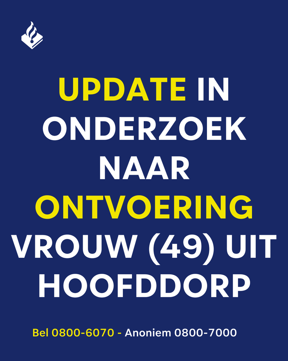 Update in onderzoek naar ontvoering vrouw (49) uit Hoofddorp. Bekijk haar foto en lees meer informatie: politie.nl/nieuws/2025/ok…