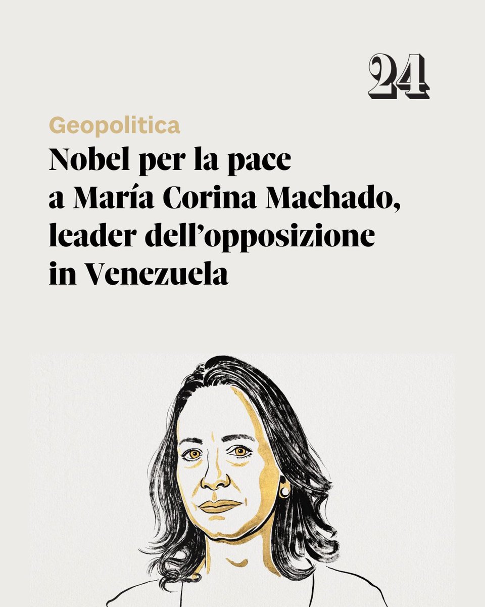 sole24ore's tweet photo. ➡️ Leggi qui l'articolo: https://t.co/BEGPag0td0

#Nobel #pace #Machado #IlSole24Ore https://t.co/5rmh5IN4sl