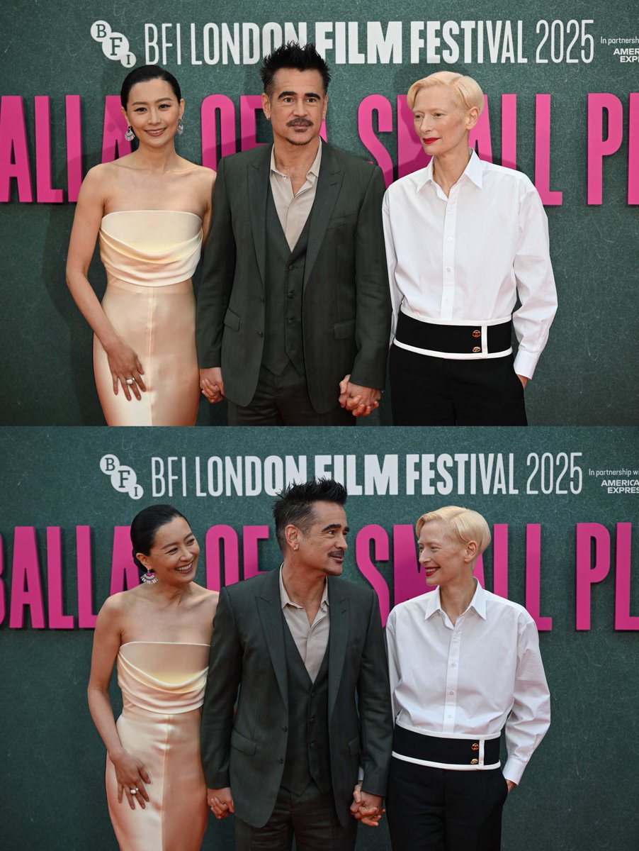 CFarrellUpdates's tweet image. Colin Farrell, Fala Chen and Tilda Swinton at the &apos;Ballad of a Small Player&apos; Premiere as part of the BFI London Film Festival
October 09, 2025
#ColinFarrell #BalladofaSmallPlayer