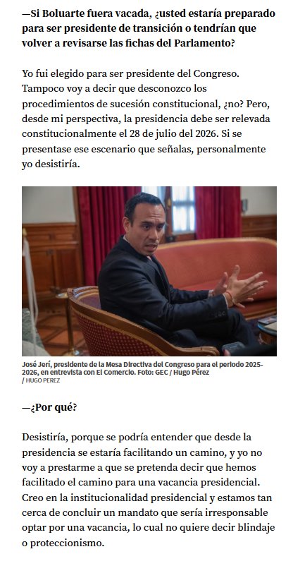 Promesas recientes: Fuerza Popular afirmaba que no aspirará a dirigir el Congreso. José Jerí señaló que desiatiría de la presidencia de la República.