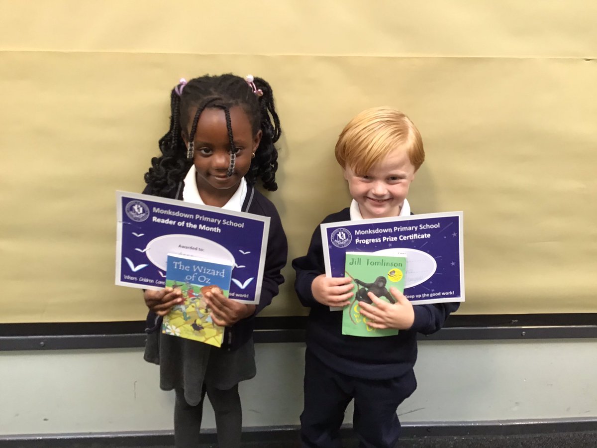 Receptionmonksd's tweet image. Huge well done to our reader and progress prize winners this month in #classR1 for growing in reading and confidence Mrs Campbell and Mrs Doyle are so proud you both 🌟🌟