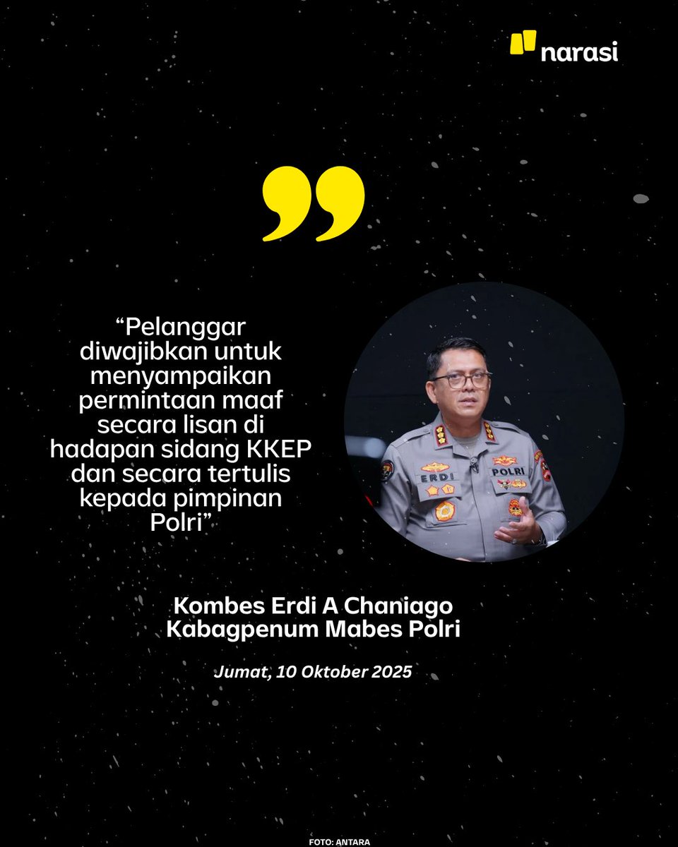 Tiga personel Brimob yang jadi penumpang di kendaraan taktis (rantis) saat peristiwa pelindasan pengemudi ojek online (ojol) bernama Affan Kurniawan, dijatuhi sanksi etika menyampaikan permintaan maaf. Mereka adalah Baraka Jana Edi, Baraka Yohanes David, dan Bripda Mardin.